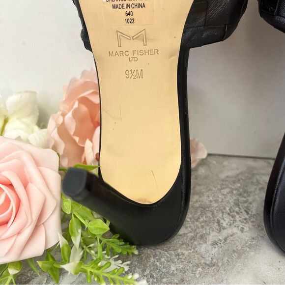 MARC FISHER Janna Knotted Woven Heeled Sandal in Black Leather Size 9.5 NEW - Picture 15 of 16